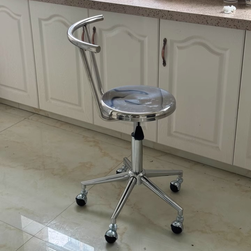 Табурет из нержавеющей стали с регулируемой высотой, простой лабораторный стул со спинкой, парикмахерское кресло для салона, сверхмощные подъемные барные стулья