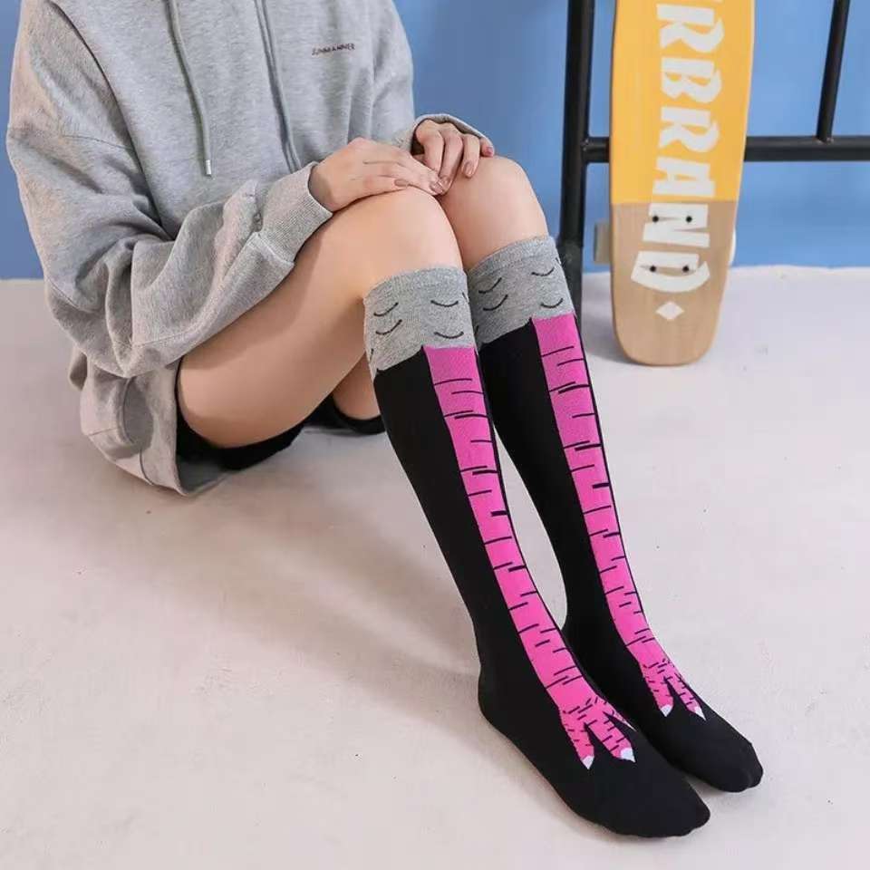 Internet celebrity funny novel chicken claw socks heart machine showing slimming over knee socks ostrich pattern chicken feet lo