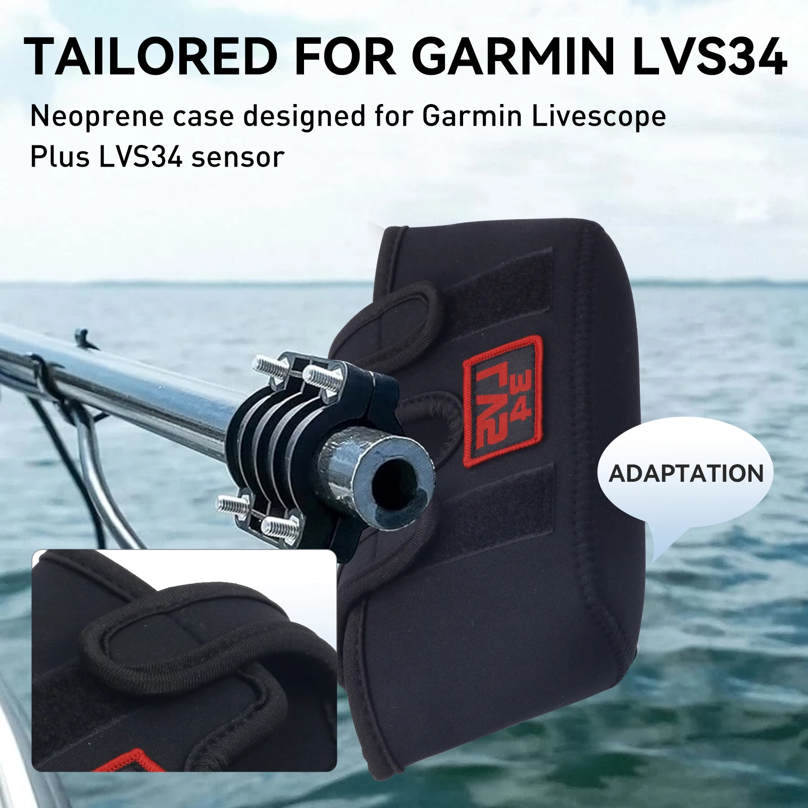 Capa para transdutor garmin marinho lvs34 – capa à prova de choque à prova de sal, protetor de cloroprene hd para barco/despremedor de peixes sonar
