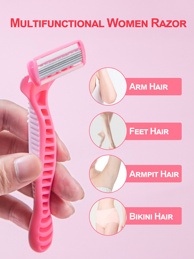 1 핸들 + 12 블레이드/남성과 여성 바디 헤어 비키니 안전 면도날 여성 제모 면도기 교체 헤드