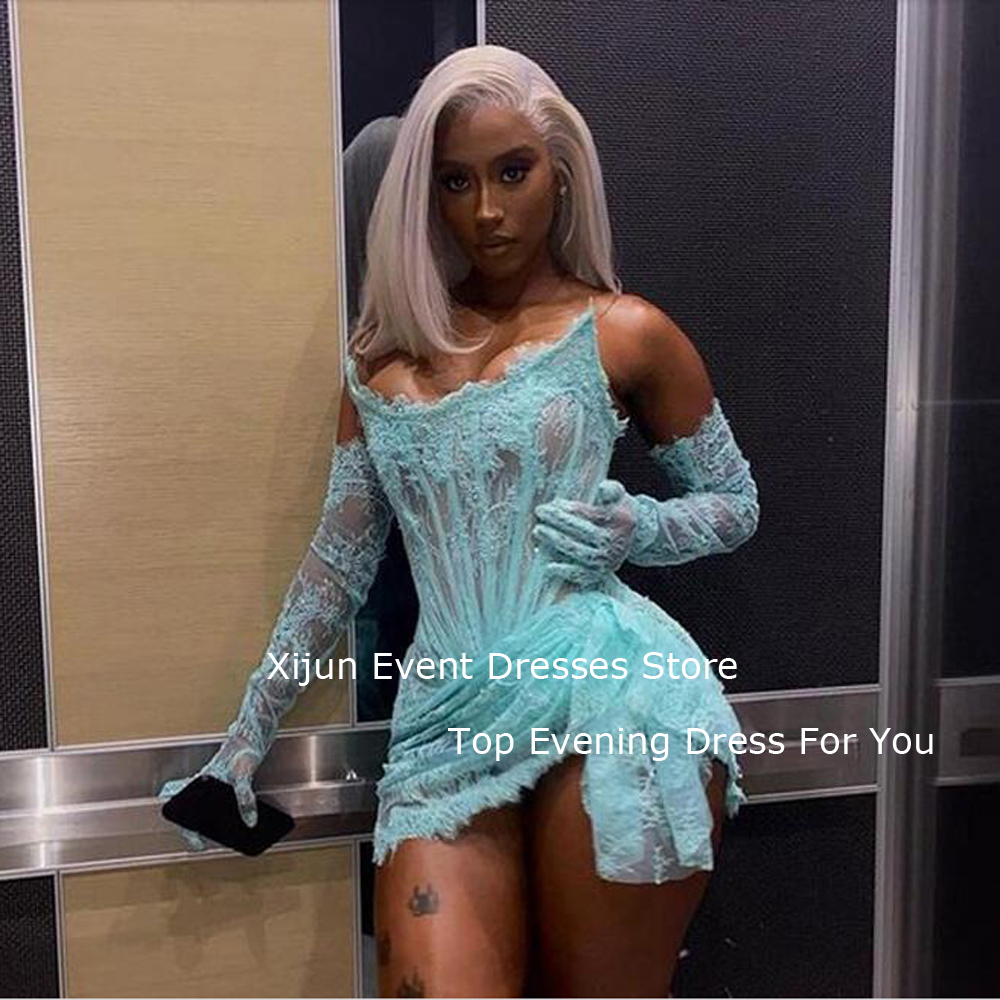 โรแมนติกลูกไม้เซ็กซี่ชุดกระโปรงครึ่งแขนฤดูร้อนชุดราตรีสั้นซาอุดีอาระเบียพิเศษโอกาส Plus ขนาด2022