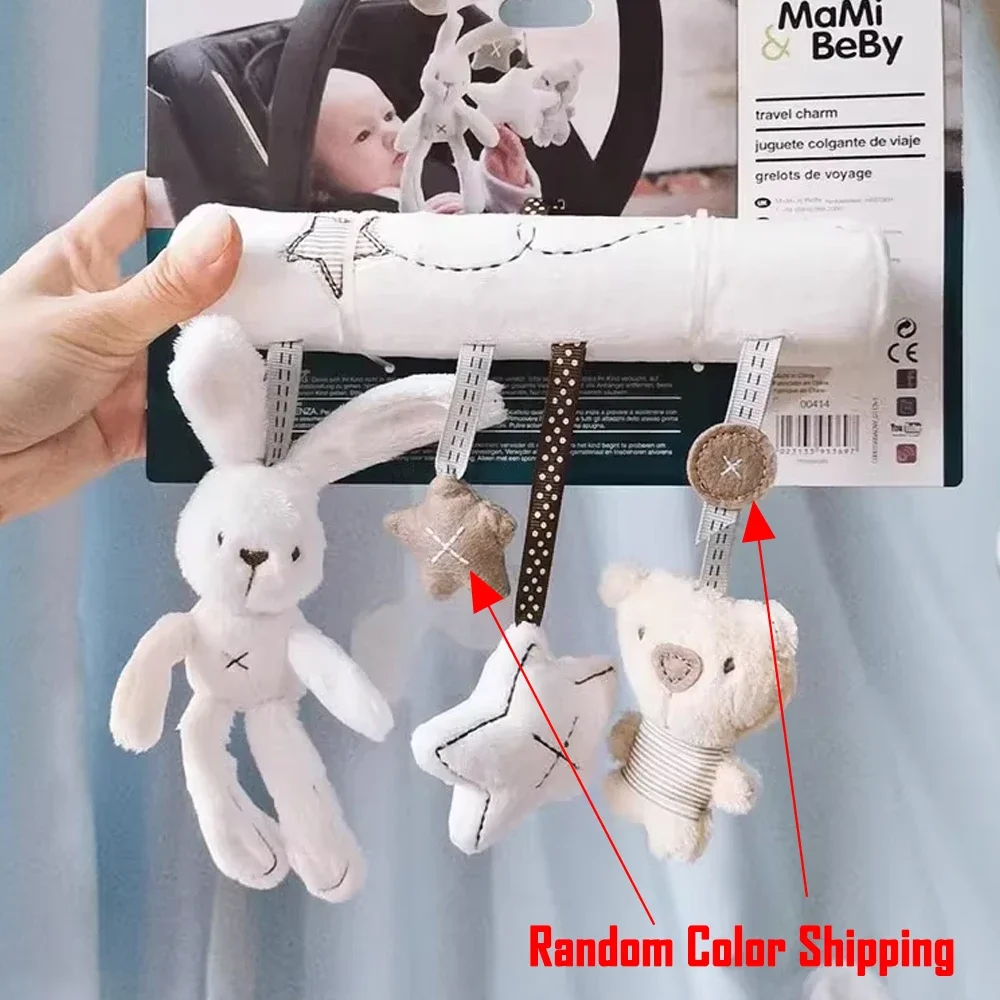 สัตว์กระต่าย Plush ของเล่นแขวน Rattles สําหรับเปลเด็กรถความปลอดภัยที่นั่งรถเข็นเด็กแขวน Bell Plush ตุ๊กตาสําหรับทารกแรกเกิด