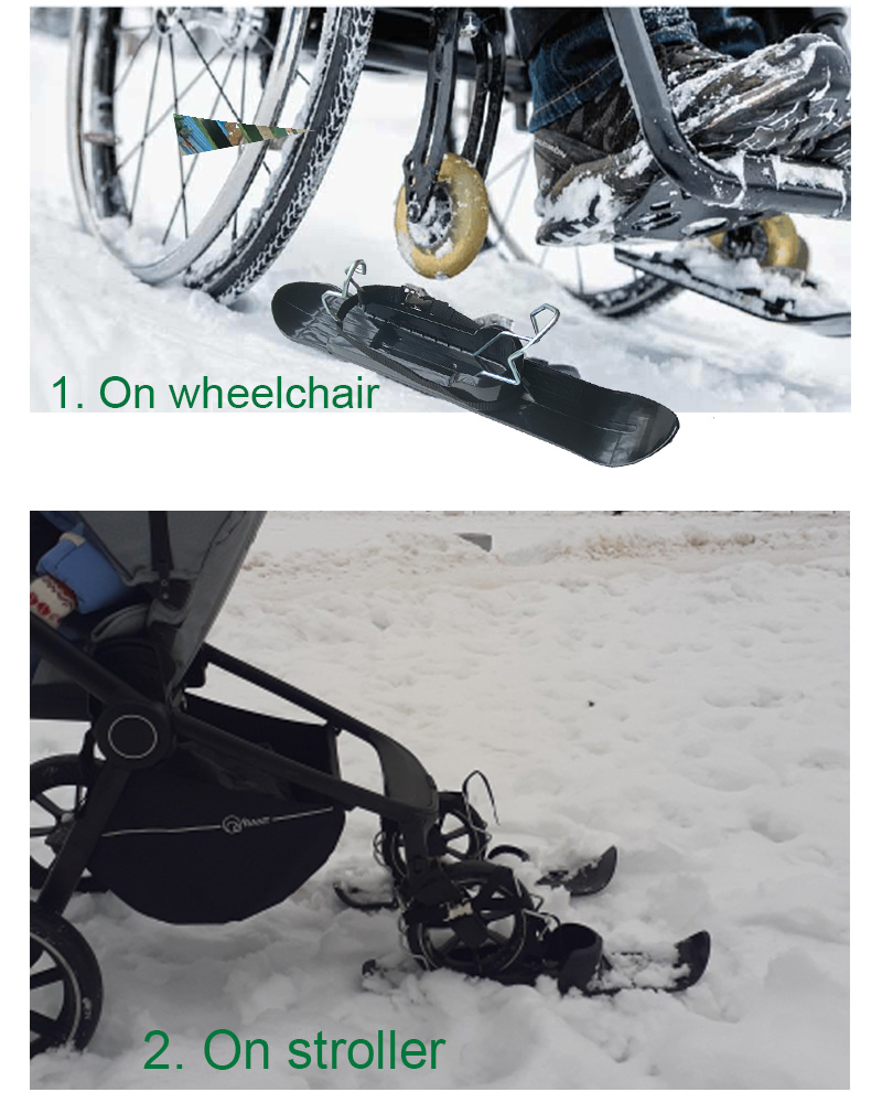แผ่นสกี Wheelblades เลื่อนกระดานสกีชายหาดสเก็ตบอร์ด Fit รถเข็นเด็ก Balance Bikes Disabled รถเข็นสัตว์เลี้ยงรถเข็นเด็ก