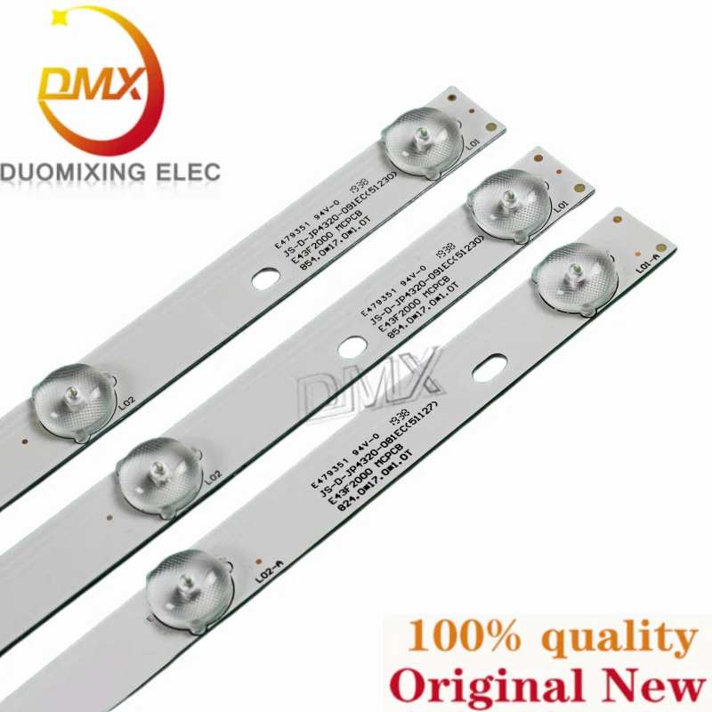 3 pz/lotto per Leroy 43 l35 striscia lampada JS-D-JP4320-091EC/081EC E43F2000 9 luci + 8 luci + 9 luci 6V striscia di retroilluminazione TV LCD