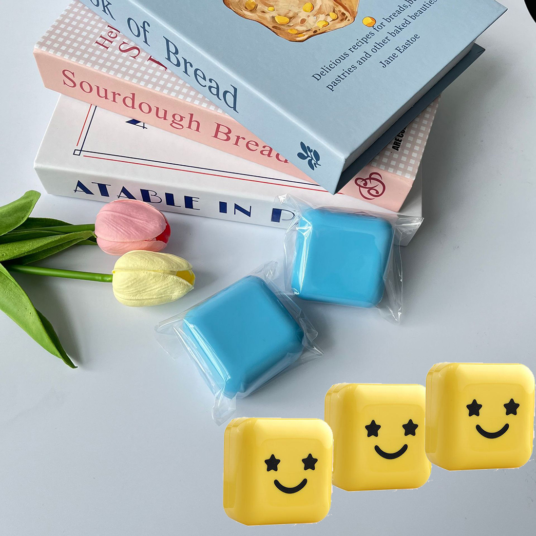 Blue/Yellow Stars Hydrocolloid Pimple Patches with Mirror Storage Box,Acne Spot Stickers For Face,Temporary Mirror Makeup Tool