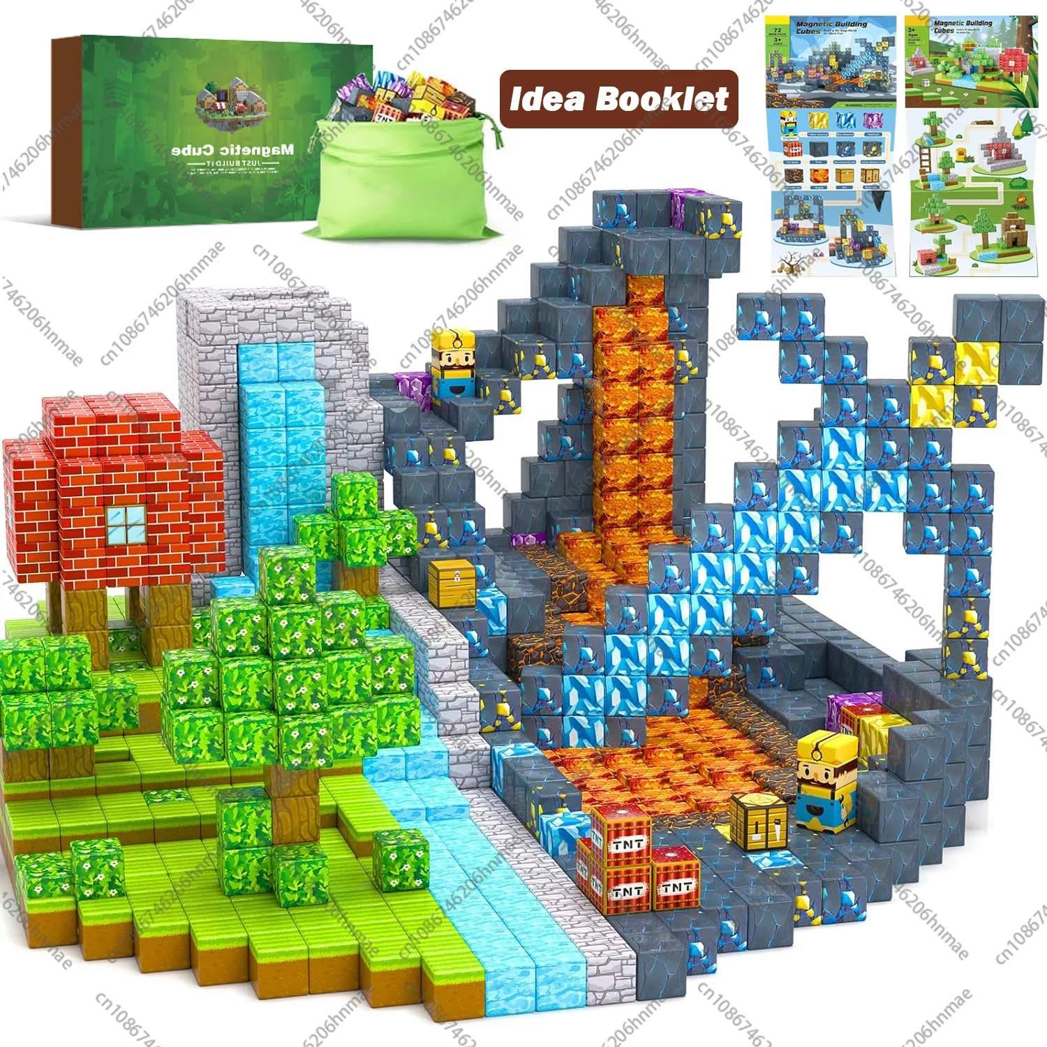 Blocos de construção magnéticos brinquedo construir meu mundo cubo magnético conjunto para menino menina criança idade 3 + diy modelo crianças haste brinquedos sensoriais presente
