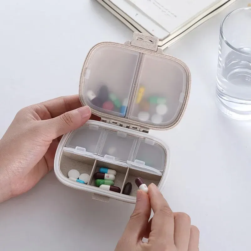 Pilulier portable à 8 compartiments, boîte à pilules scellée, degré d'humidité, voyage d'une semaine