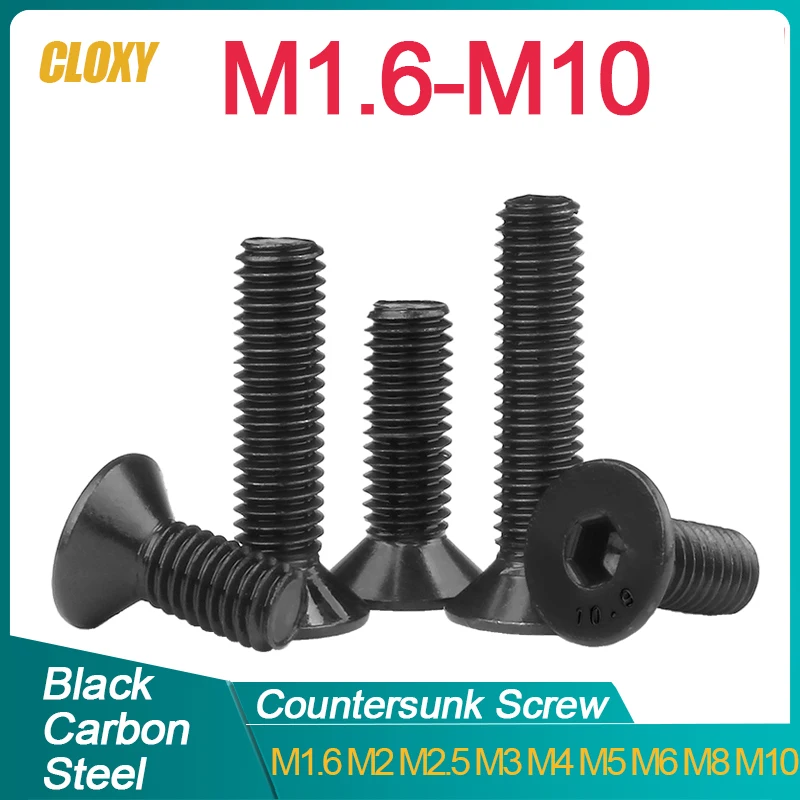 M1.6 M2 M2.5 M3 M4 M5 M6 M8 M10 tornillo de cabeza avellanada plana tornillos de cabeza hexagonal de acero al carbono tornillo de máquina DIN7991