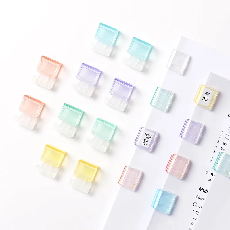 10PC Acrylic Push Clip Pusher Transparent Paper File Document Classification Clips Stationery Index Holder Clamp Office Sorting