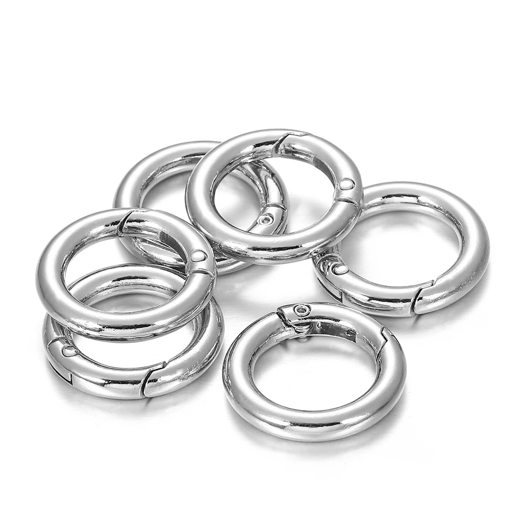 5pcs โลหะ O แหวนฤดูใบไม้ผลิ Clasps เปิด Carabiner พวงกุญแจกระเป๋าคลิปตะขอสุนัขหัวเข็มขัดตัวเชื่อมต่อสําหรับเครื่องประดับ DIY ทํา