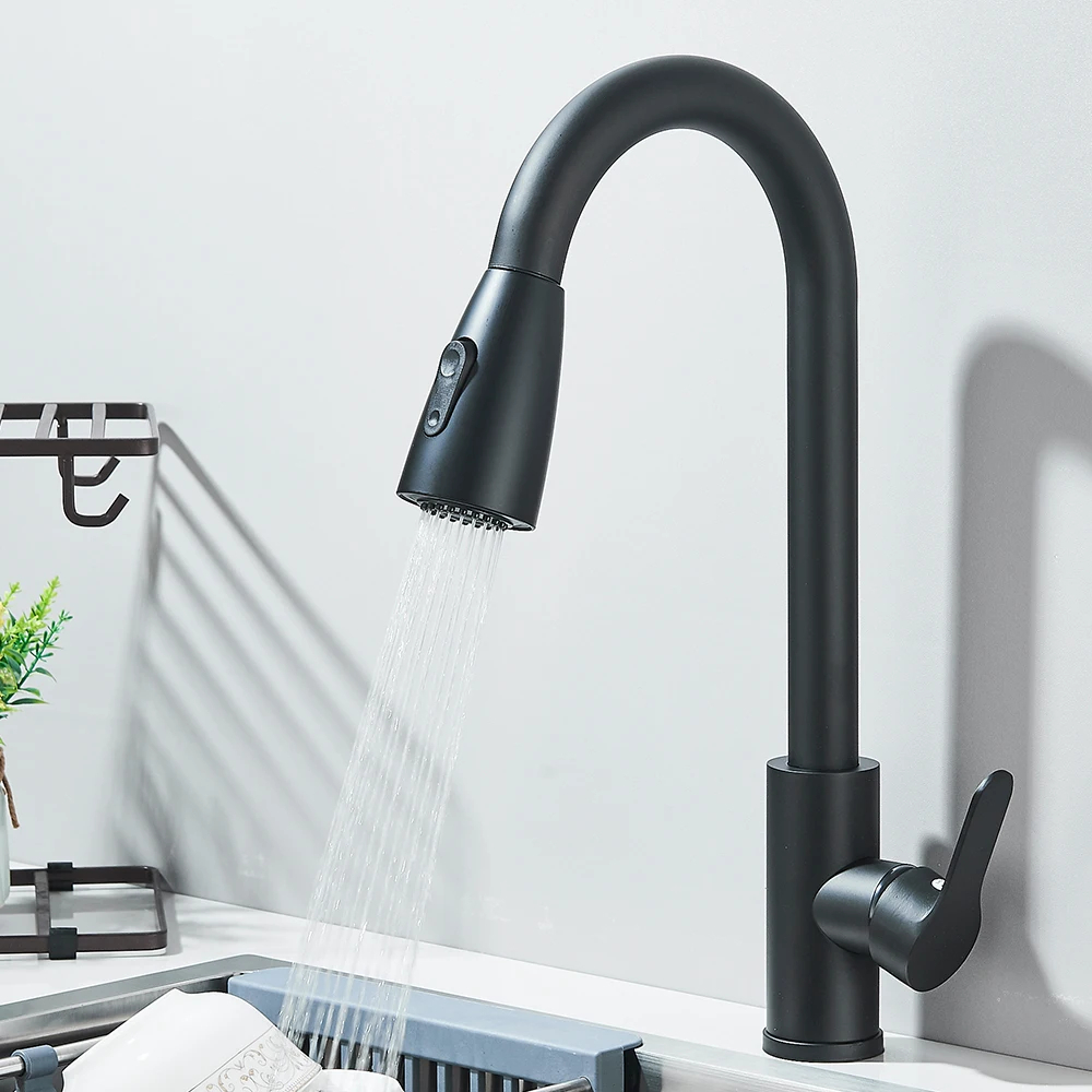 Grifos de fregadero de cocina, grifo de agua extraíble de acero inoxidable para fregadero de cocina, kousen