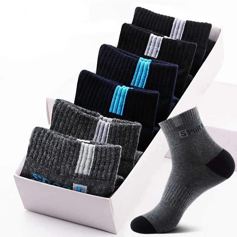 10 paia di calze sportive in cotone traspirante da uomo in fibra di bambù autunno e inverno calzini da uomo assorbimento del sudore deodorante business Sox