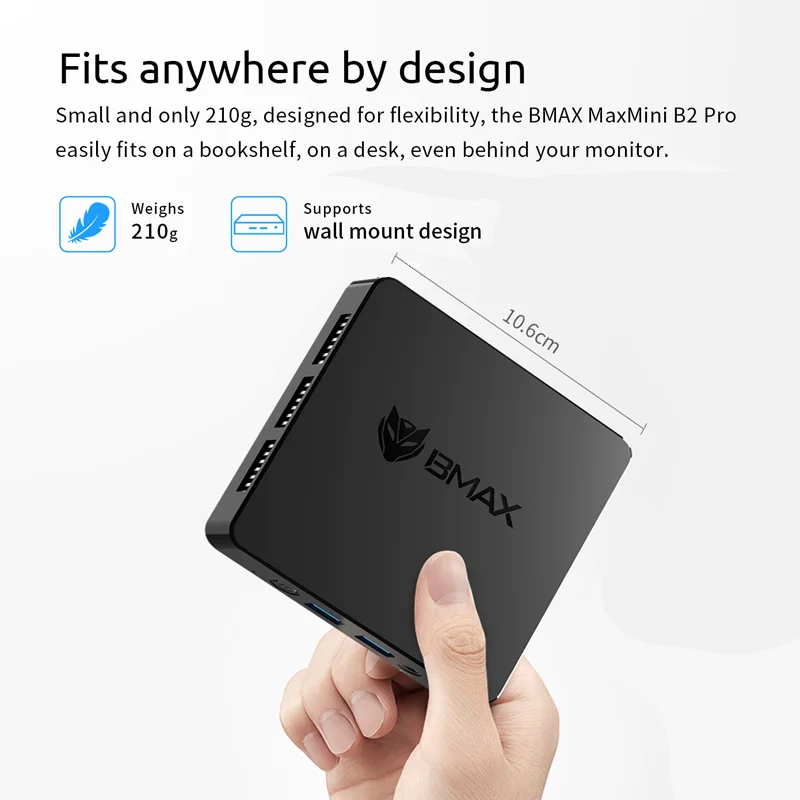 BMAX B2 Pro Mini Pc Komputer Windows 11 PRO Wszystko w jednym HDMI Intel N4000 8 GB RAM 256 GB SSD Intel UHD Graphics 600 HDMI USB