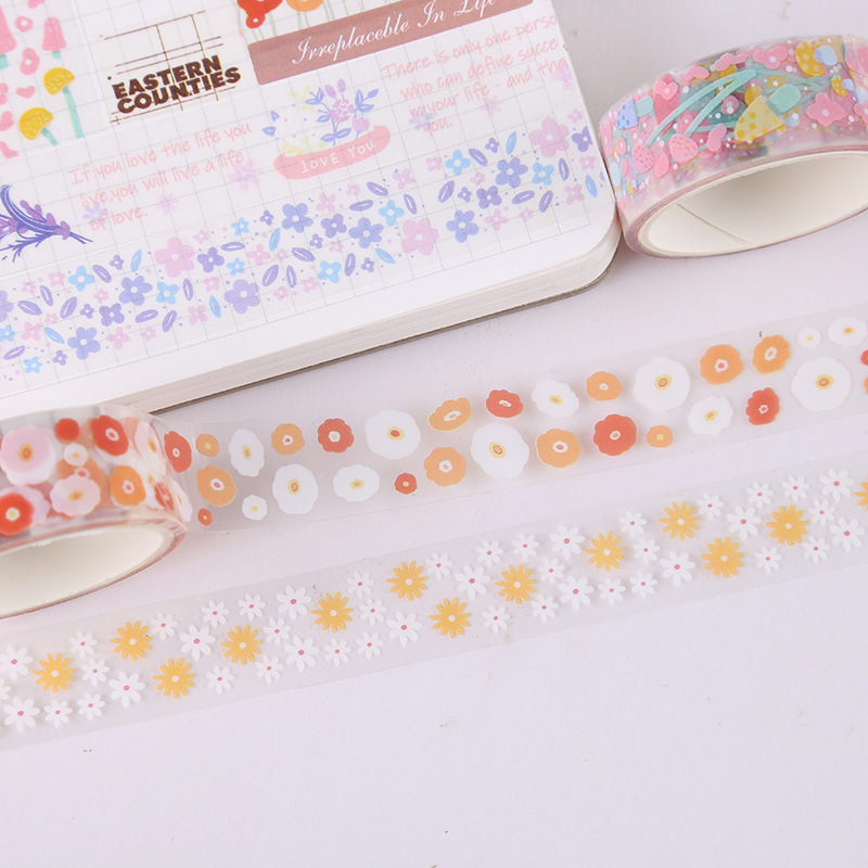 Transparent Floral Washi Tape DIY Scrapbooking Stickers Gift Set for Journaling Decoration colourful tape