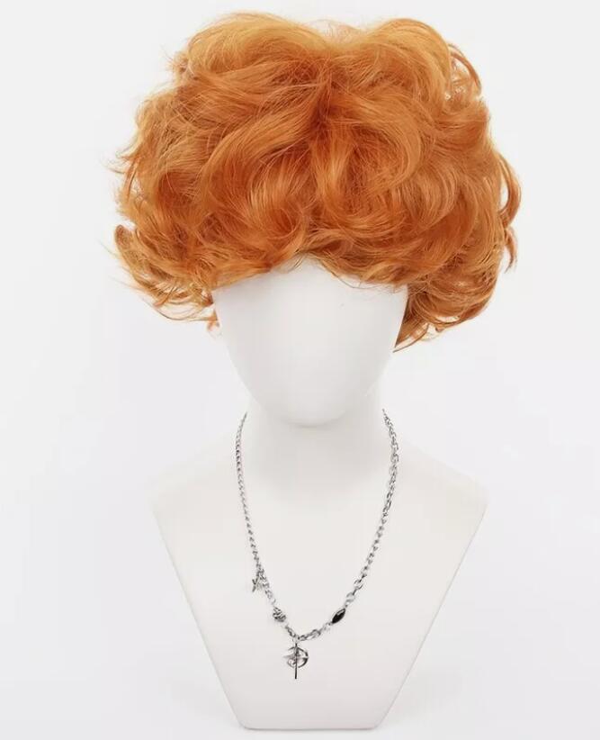 Anime Short Wig With Bangs Unique Fluffy Orange Afro Wig For Men Casual Wigs