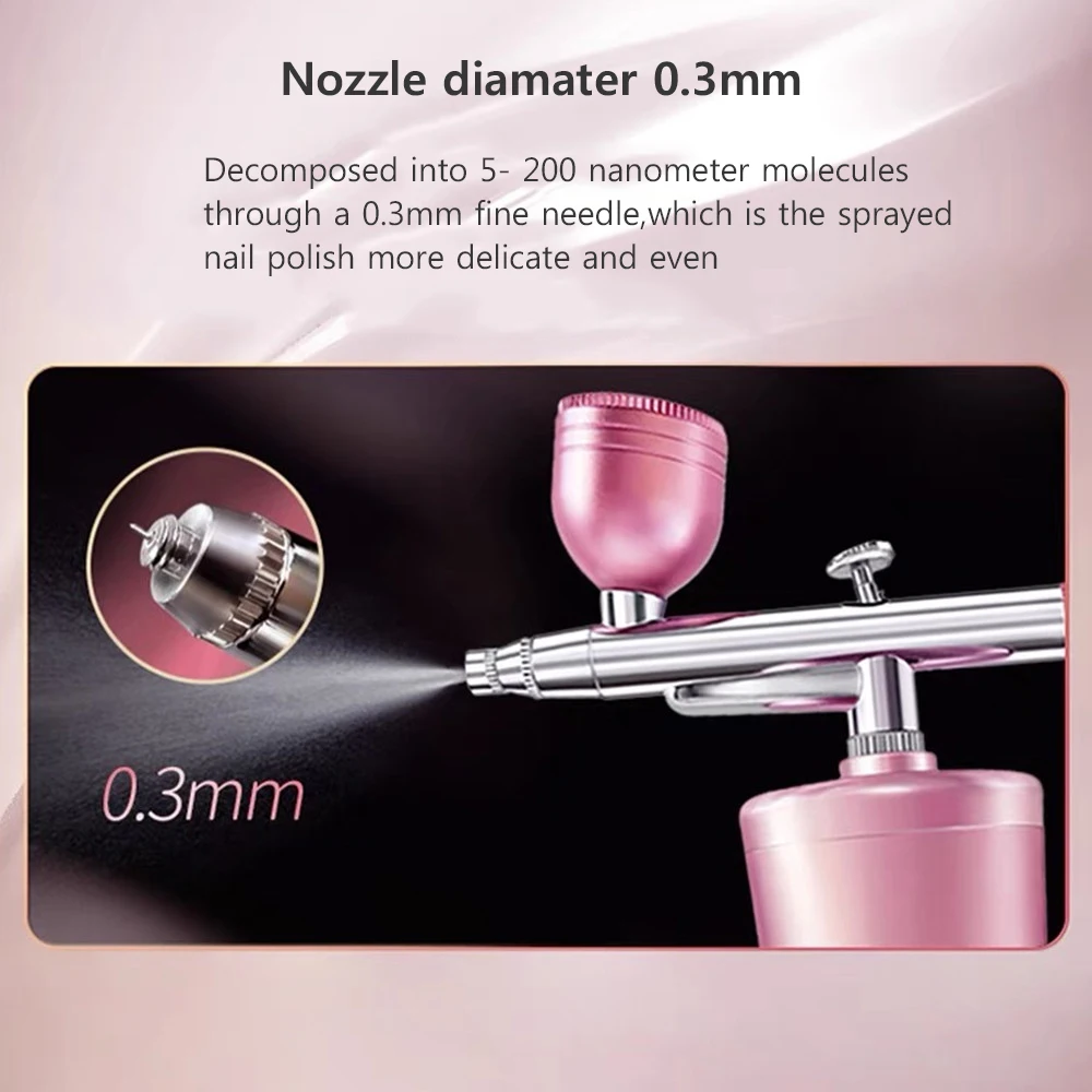 Pistola a spruzzo per aerografo per verniciare unghie Modellazione artigianale Torta Mini pistola a spruzzo Ugelli da 0,3 mm Pistola per aerografo portatile con kit di pulizia