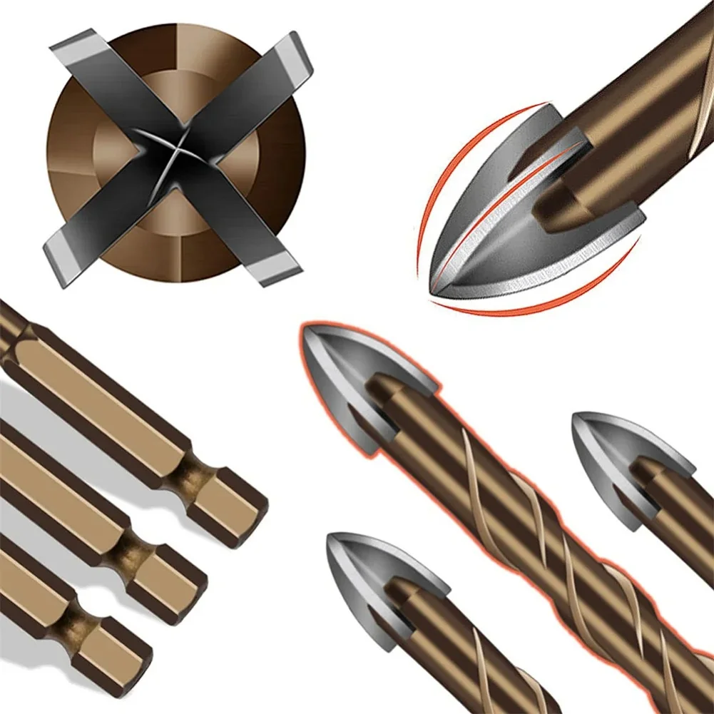 7 ชิ้น Cross กระเบื้องเจาะ Bits ชุด Hex Shank แก้วซีเมนต์โลหะเซรามิคไม้พลาสติกเจาะบิต 3 4 5 6 8 10 12 มิลลิเมตรรูเปิด