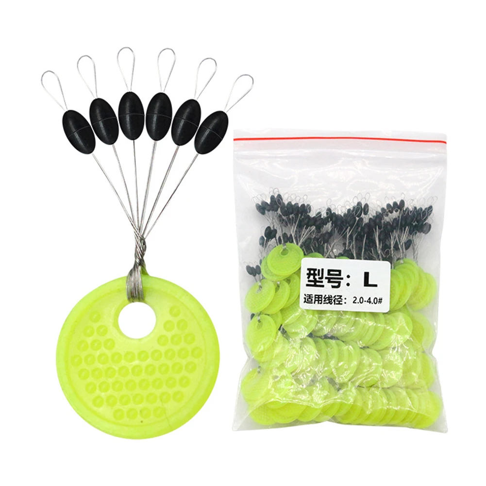 60Pcs 10Set Space Beans gomma attrezzatura da pesca alla carpa tappo ovale in gomma nera galleggiante da pesca Bobber Float Line stop