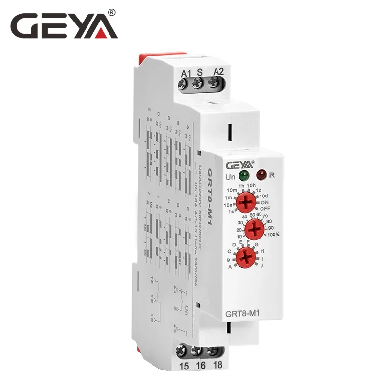 GEYA GRT8-M 16A Многофункциональное реле таймера с 10 функциями выбора AC DC 12 В 24 В 220 В 230 В Реле времени