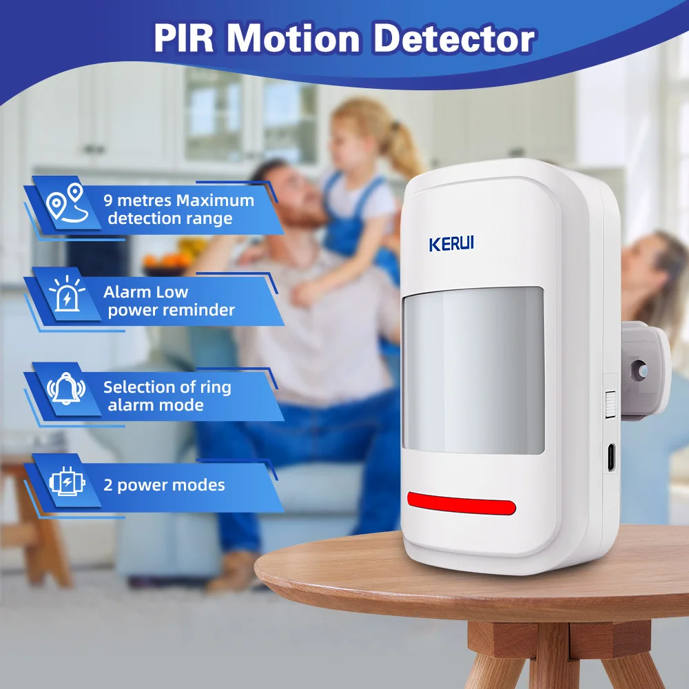 Kerui hw19 pir sensor de movimento detector alarme com som de alarme/timbre anel controle remoto para braço/desarmar sos para crianças mais velhas