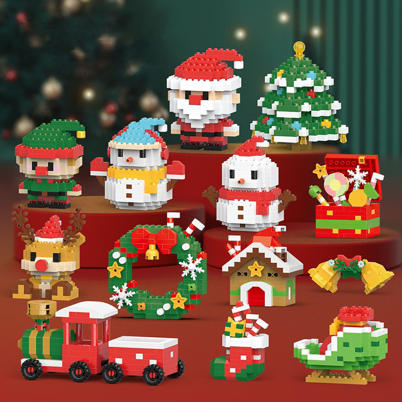 Bloques de construcción de Navidad, Mini modelo de Papá Noel, Micro ladrillos DIY, decoración de muñeco de nieve, regalo para niños, rompecabezas, juguetes de ensamblaje