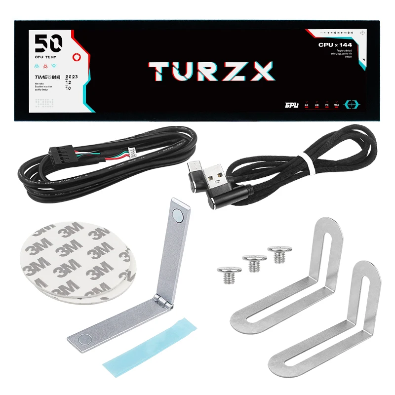 TURZX 8,8 Zoll USB Sekundärbildschirm Typ-C Desktop Erweitertes Display TF-Karte Wiedergabe 1920*480 IPS LCD CPU RAM GPU Monitor NO AIDA64