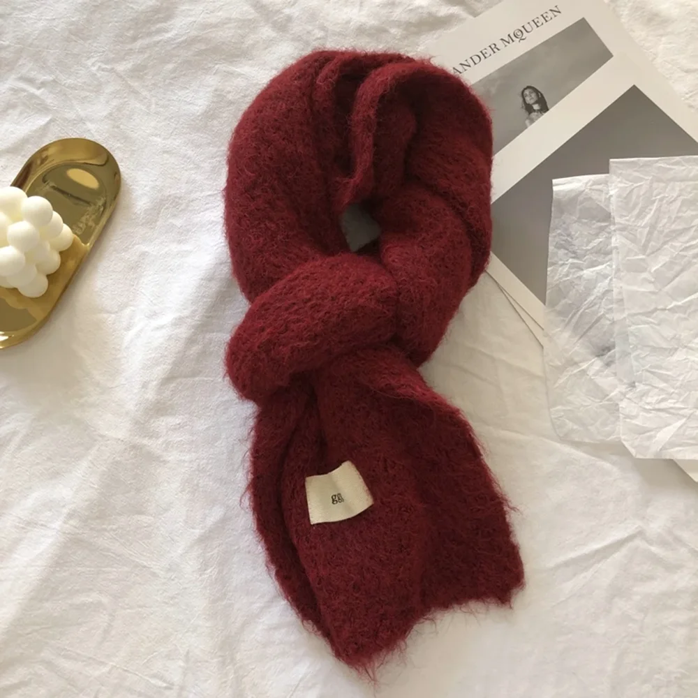 Reine Farbe Winter Warm Gestrickte Schal für Frauen Koreanischen Stil Halstuch Mädchen Dünne Kaschmir Schals Für Frauen Geschenk