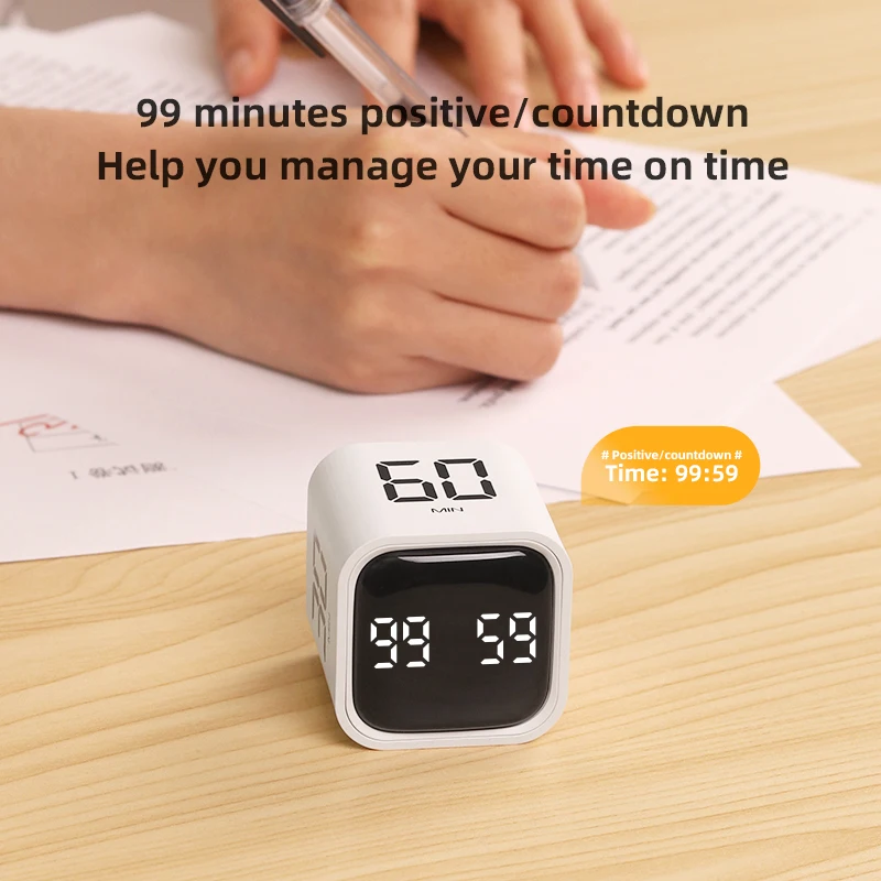 Gravity Flip Timer Stil trillingsgeluid Alarm 5-60 minuten en aangepaste countdown Perfect voor werken, leren, kookstudie
