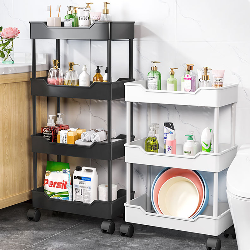 3/4 Tier Mobile Kitchen Organizer Cart With Wheels Rolling Cart Storage Shelf Trolley Bathroom Storage Rack Bar Cart