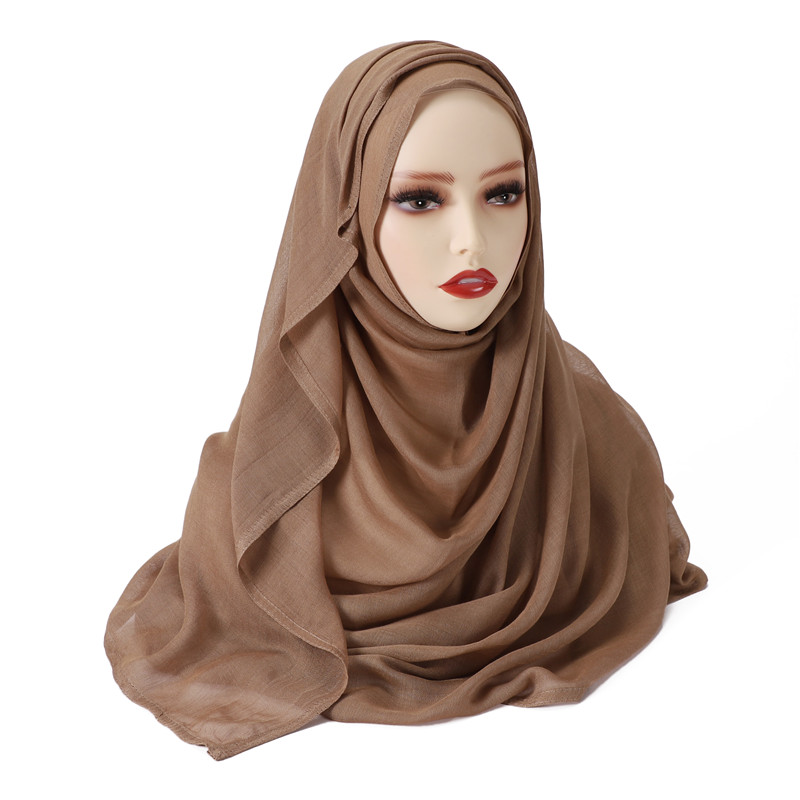 Phụ Nữ Size Lớn Đồng Bằng Cotton Solid Rayon Hijab Khăn Choàng Nữ Chất Lượng Cao Len Và Khăn Choàng Musulman Đầu Hồi Giáo Băng Đô Cài Tóc Turban Gọng 180*95Cm