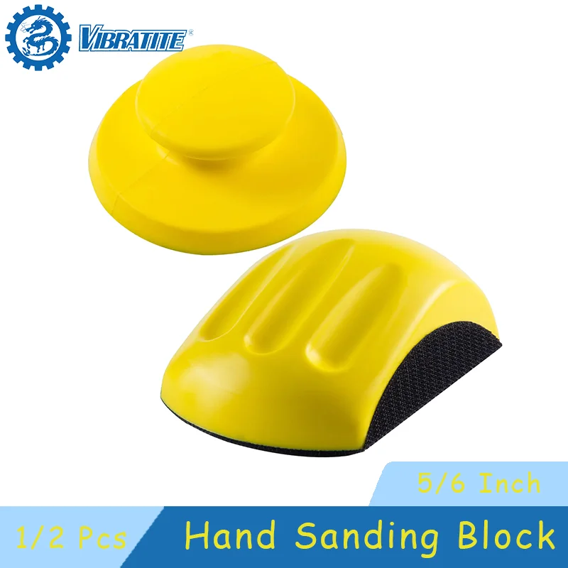 5/6 Inch Hook and Loop Hand Sanding Block 1/2 Pcs Mouse and Round Sanding Holder for Woodworking Hook Backing Sandpaper Holder