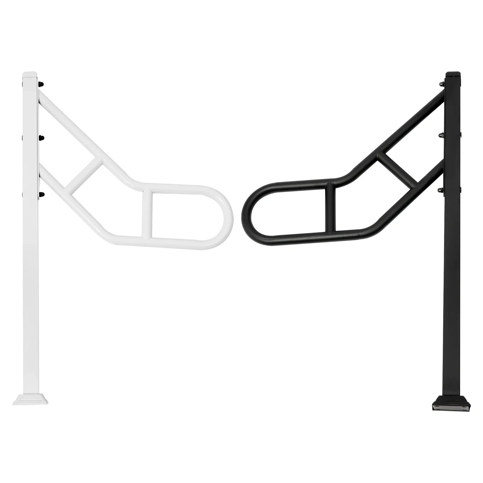 Pasamanos de un solo poste, barandilla de escalera para exteriores, rieles de agarre de escalera en forma de U para escalones, blanco/negro