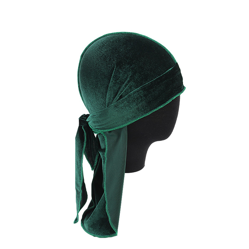 ใหม่ Unisex กํามะหยี่ Durags ผ้าพันคอ Turban หมวกผู้หญิง Breathable Long Tail หมวกโจรสลัดหมวก Hip Hop Headband