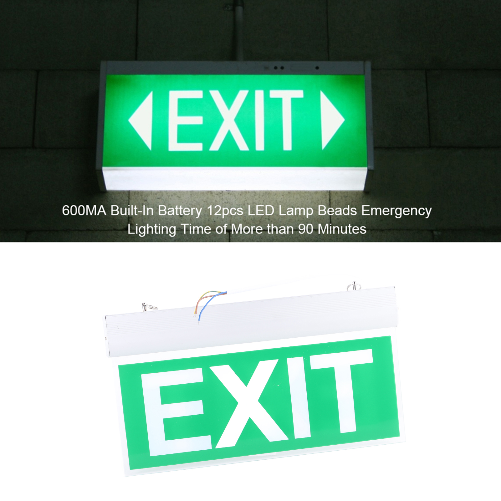 ZK40 110‑ Acrylic 3W 12 LEDs Emergency Exit Sign Light Safety Indicator Lamp