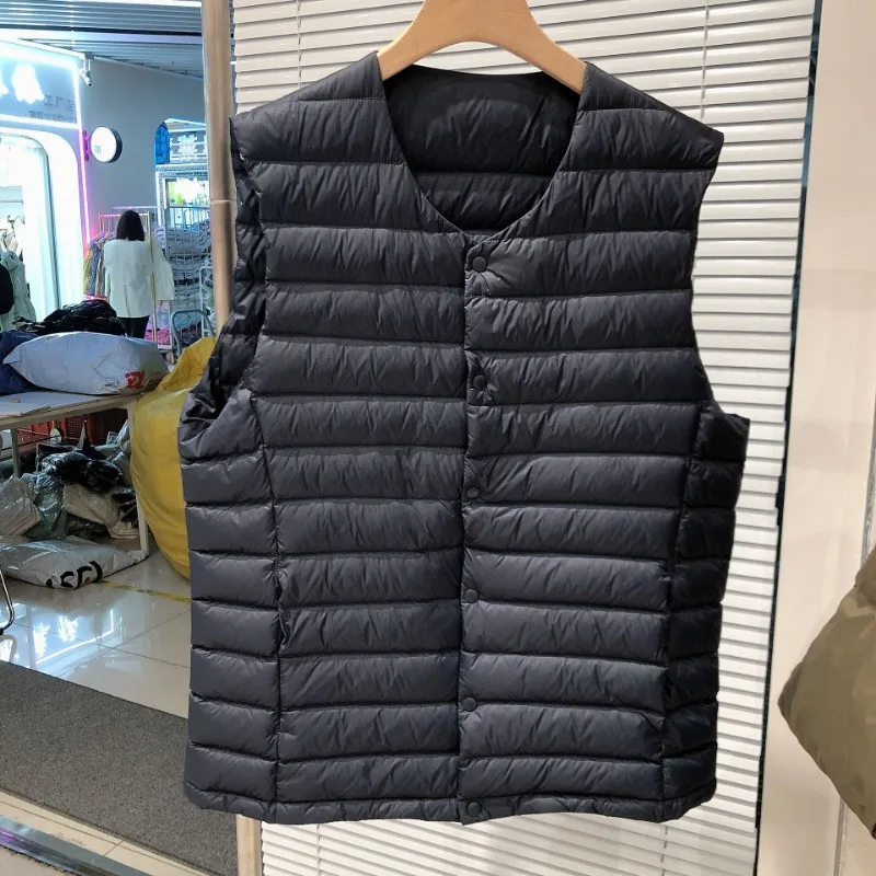90% weiße Enten Daunen Herren futter ärmellose Jacken neue Herbst Winter leichte packbare O-Ausschnitt variable V-Ausschnitt Herren mantel