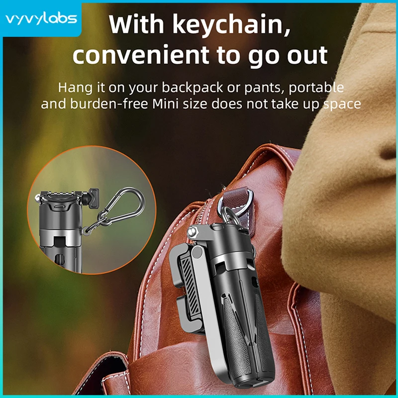 VYVYLABS Mini Selfie Stick with Bluetooth Remote-Portable Vlog Stick for iPhone & Android Foldable for Live Streaming