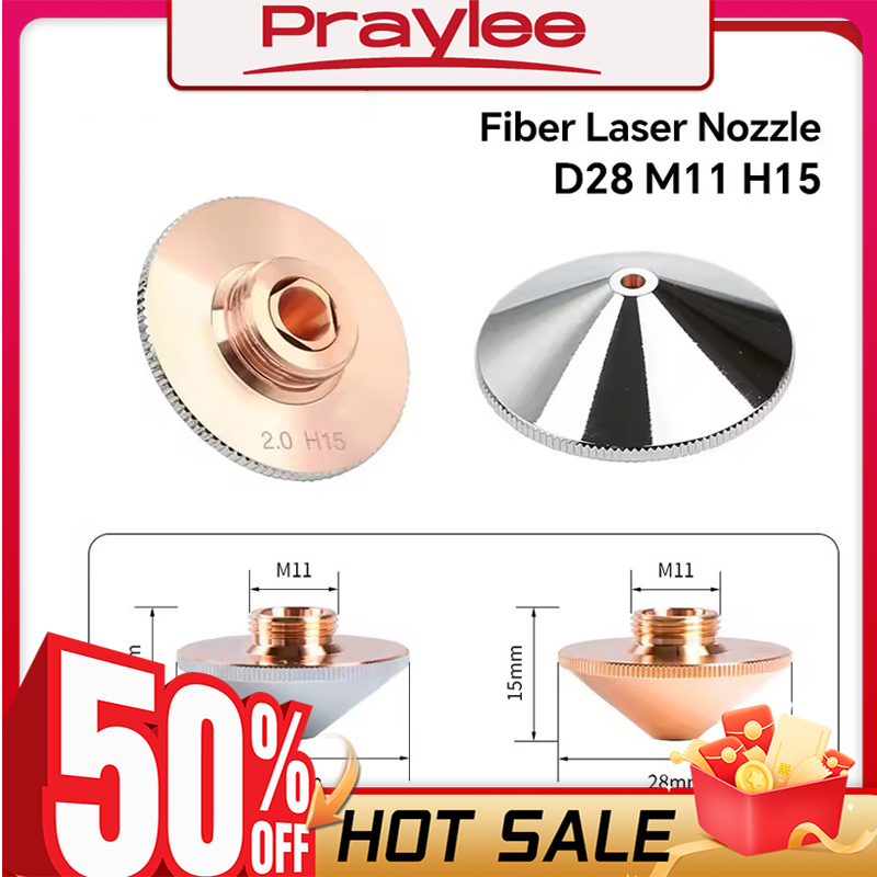 Волоконно-лазерная насадка D28 M11 H15 Сопла 1,2 1,5 2,0 2,5 3,0 Одиночная двойная хромированная насадка Raytools для станка для лазерной резки