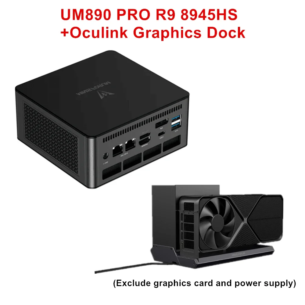 MINISFORUM UM890 UM880 Pro Mini PC Gamer AMD Ryzen 9 8945HS 7 8845HS 2*USB4 2*DDR5 2*2.5G Oculink Karta graficzna Dock Komputer