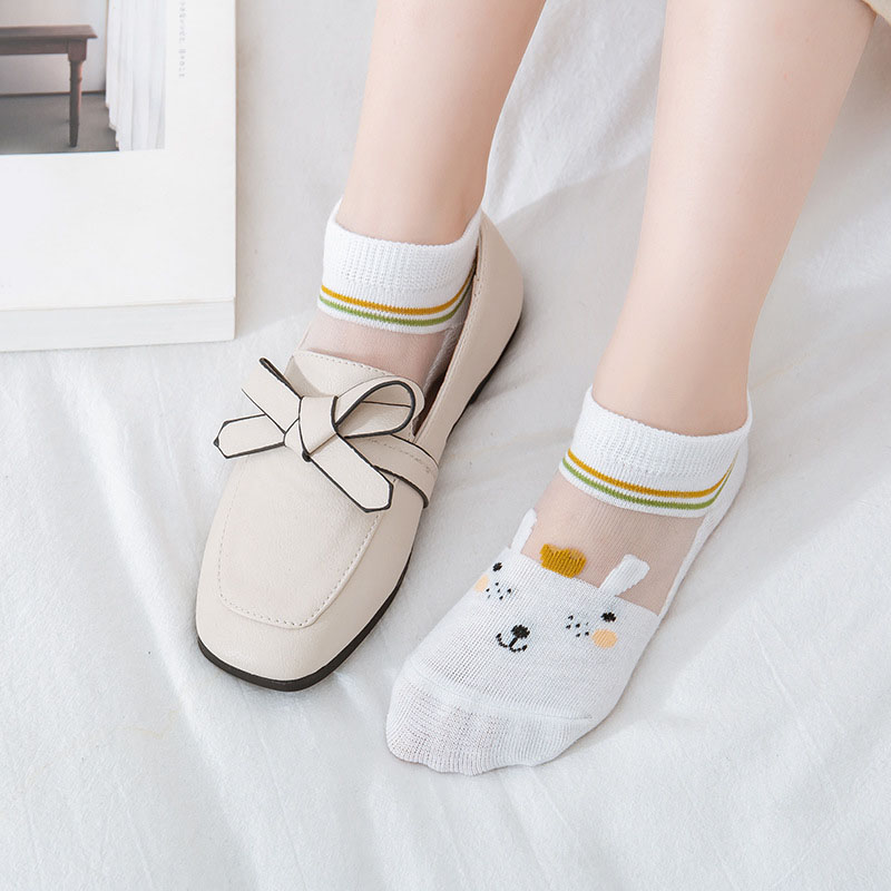 子供の漫画の動物の靴下、メッシュ、通気性、女の子、子供、夏、5ペア