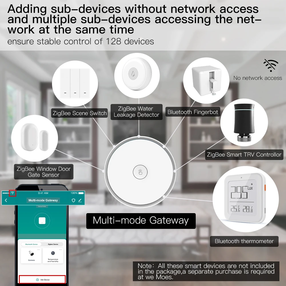 MOES Smart multimodo Gateway ZigBee 3,0 WiFi Bluetooth Mesh Hub funciona con la aplicación inteligente Tuya Control por voz a través de Alexa Google Home