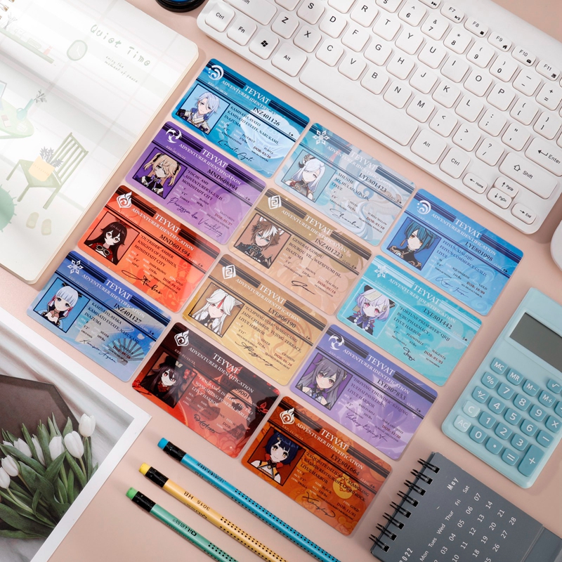 24 スタイル原神インパクトフィギュア雷電将軍学生 ID カードアニメーション龍宮寺 PVC ネームカードファンのためのギフトコスプレ