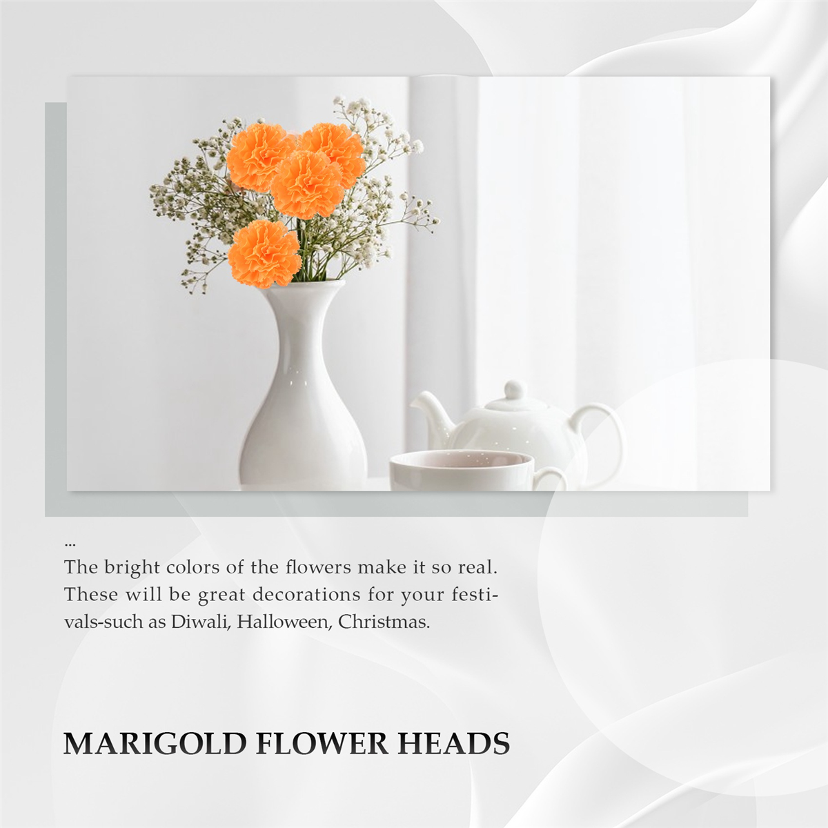 Cabezas de flores de caléndula a granel, 100 cabezas de piezas para guirnaldas, artesanías, flores falsas de caléndula de seda, naranja