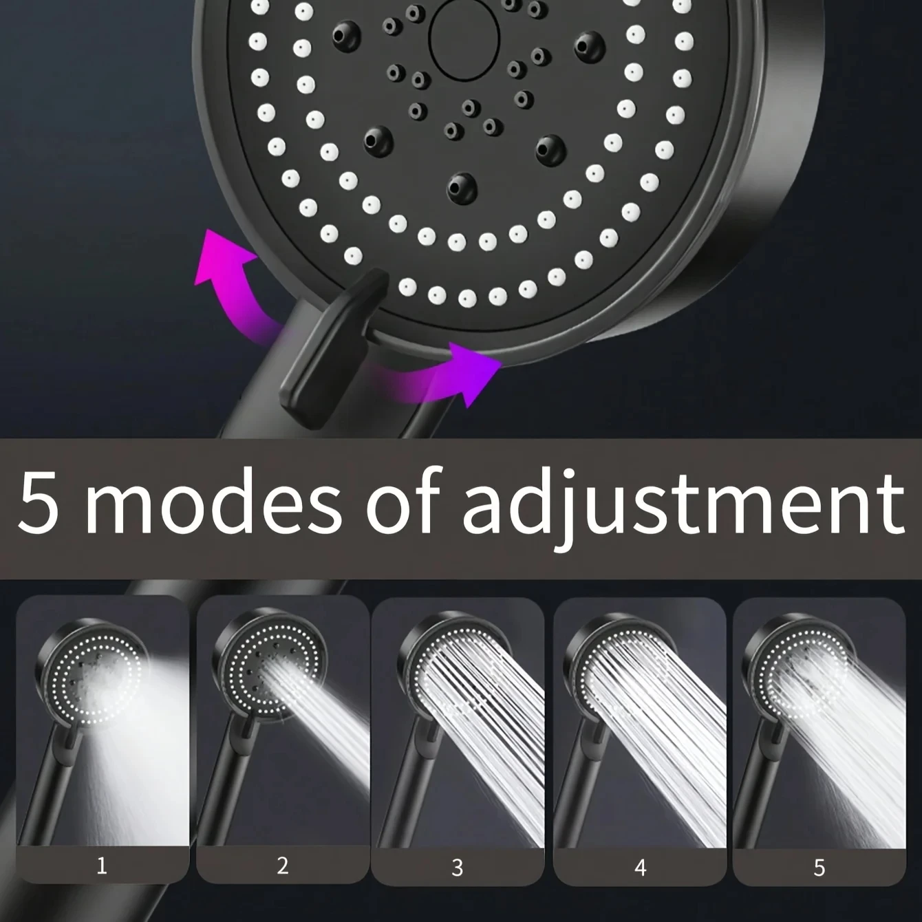 Pommeau de douche à main pressurisé luxueux, 3 pièces, 5 Modes de sortie d'eau réglable, contrôle thermostatique, finition polie, suspendu