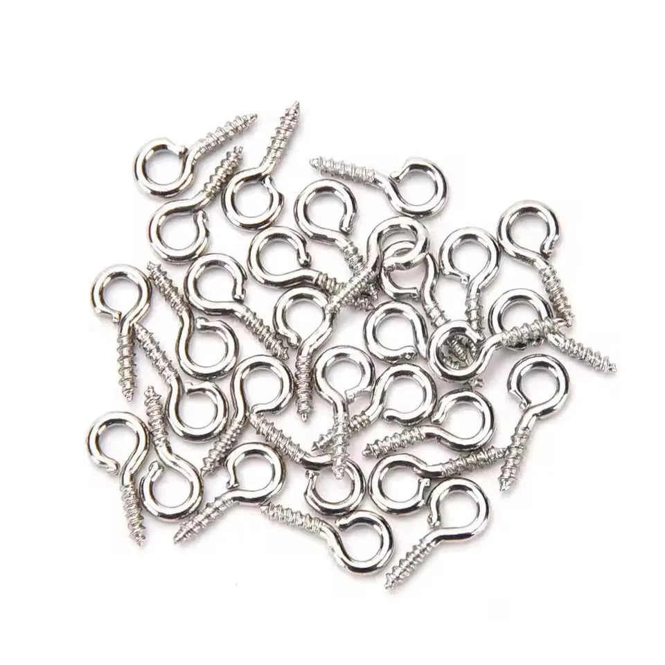 100 Stück 8/10 mm kleine Schafe Augen Nagelschraube kleine Mini-Augennadeln Haken Ösen für Perlen Charms Anhänger DIY Schmuck Halskette Erkenntnisse