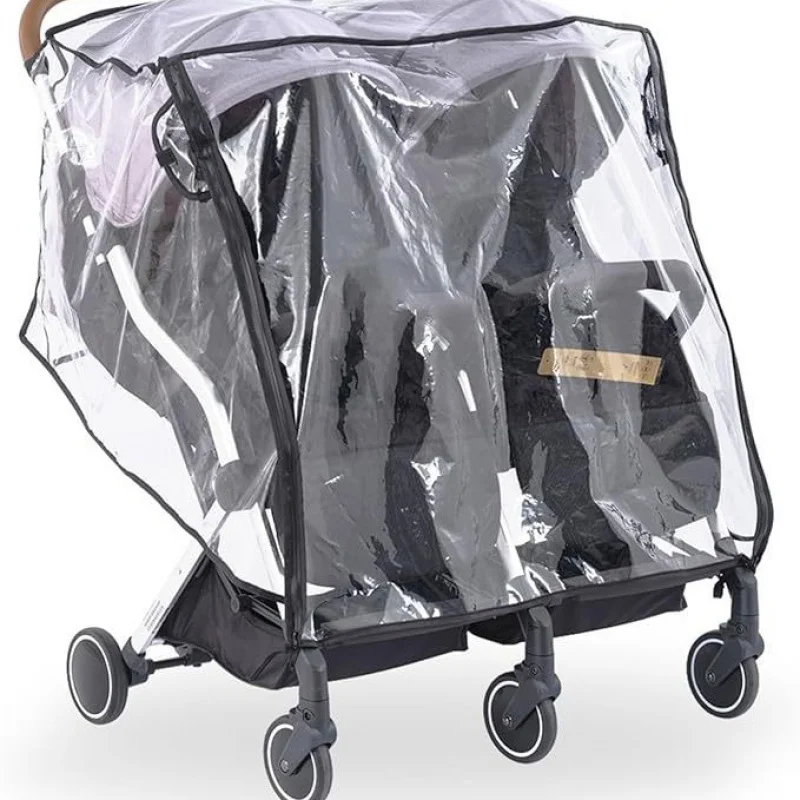 Cubierta de lluvia para cochecito de bebé gemelo, parabrisas doble delantero y trasero, impermeable, Universal, acogedor