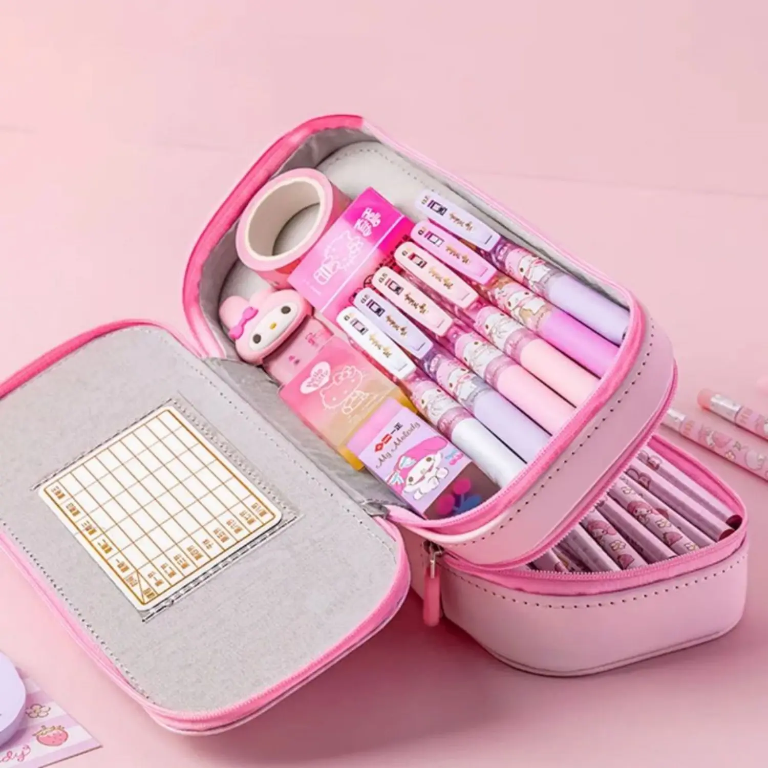 3D Decompression Sanrio Series ดินสอน่ารักขนาดใหญ่ความจุ Double Layer Multifuntion ความเครียดบรรเทาสําหรับของขวัญเด็ก