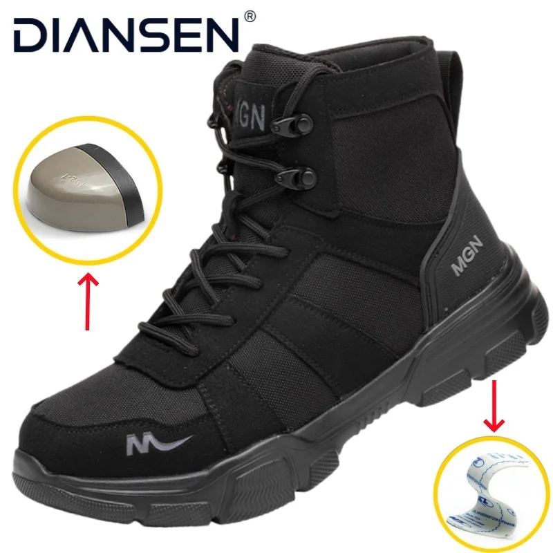 Zapatos de seguridad para el trabajo para hombre, zapatos de seguridad con punta de acero con certificación CE, botas de trabajo de protección antideslizantes y ligeras con punta de acero antideslizantes para mujer