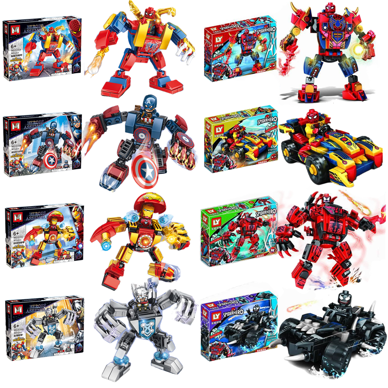 Armadura de guerra Mech Anti-Hulk Spiderman Iron man Mini modelo figura de acción bloques de construcción compatibles Legoboys Technic City juguete para regalo