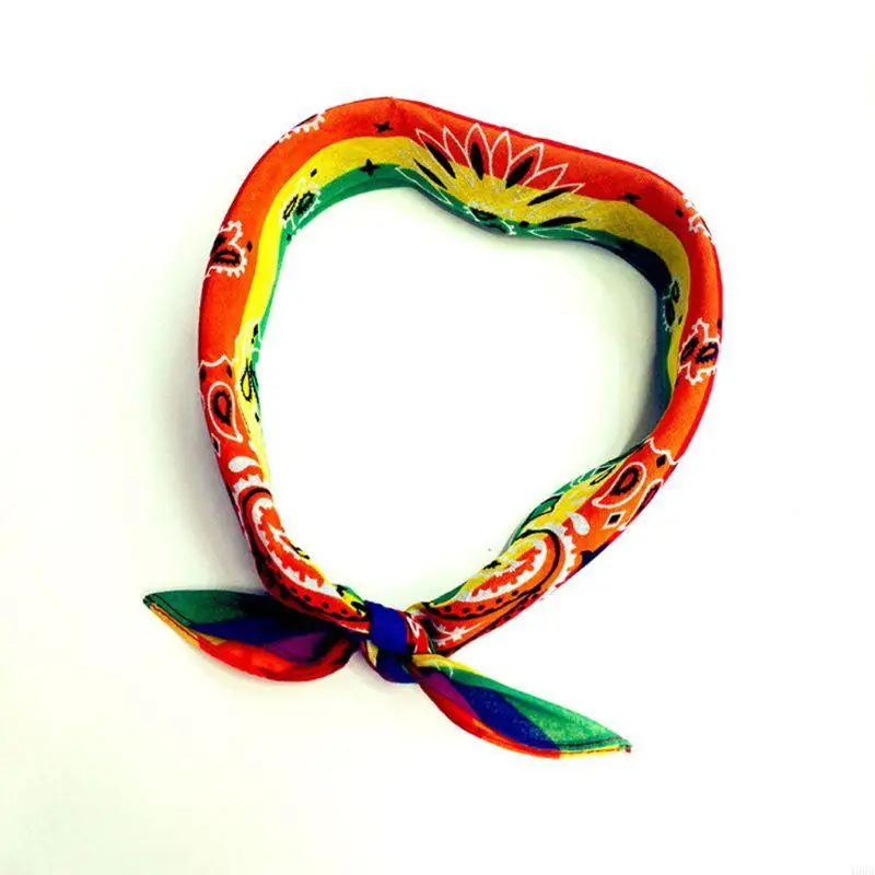 400A Unisex Cotton Hip Hop Bandana Headwear Rainbow Stripes PAISLEY PEA BANDA PARA CABEZ
