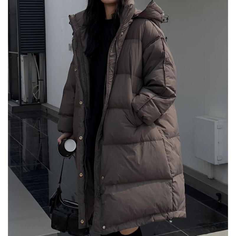 Thickened Winter Down Jacket for Women, Medium Length, Loose Casual Coat, Knee Warm Jacket, New
